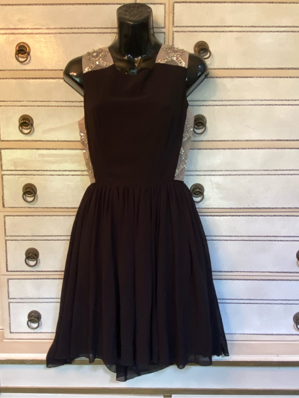 Black Embellished Cutout Mini Dress